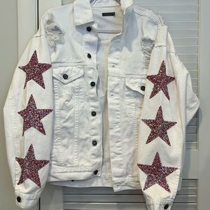 LF White denim distressed jacket